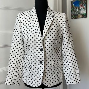 J. Crew White Blazer with Black Polka Dots